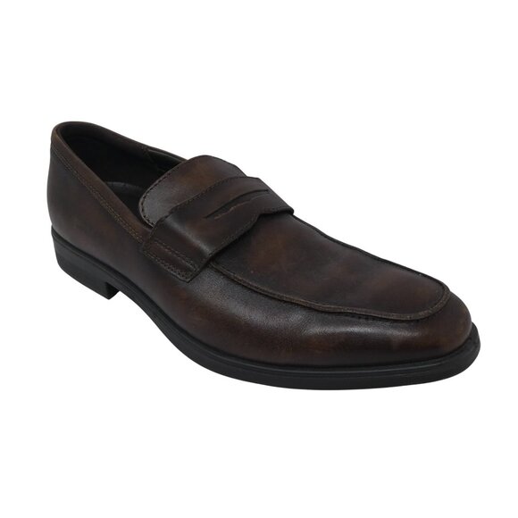 Ecco Melbourne Brown Leather Penny Loafers Mens10 - Picture 1 of 13